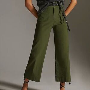 MAEVE ANTHROPOLOGIE OLIVE GREEN HIGH RISE COLLETTE CROP PANTS WOMENS SZ 30